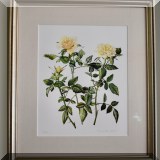 A10. Signed Elisabeth Blake yellow rose print. 